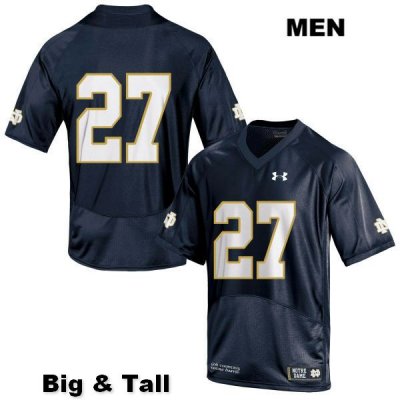 Notre Dame Fighting Irish Men's Arion Shinaver #27 Navy Under Armour No Name Authentic Stitched Big & Tall College NCAA Football Jersey ROC4199PK